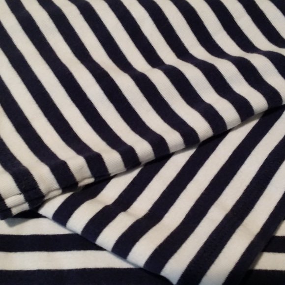 White and Navy Striped Long Sleeve Tee - Picture 4 of 5